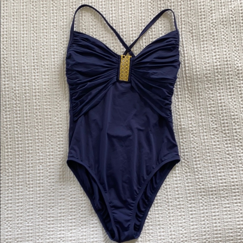 Navy Bleu Rod Beattie One-Piece bathing suit